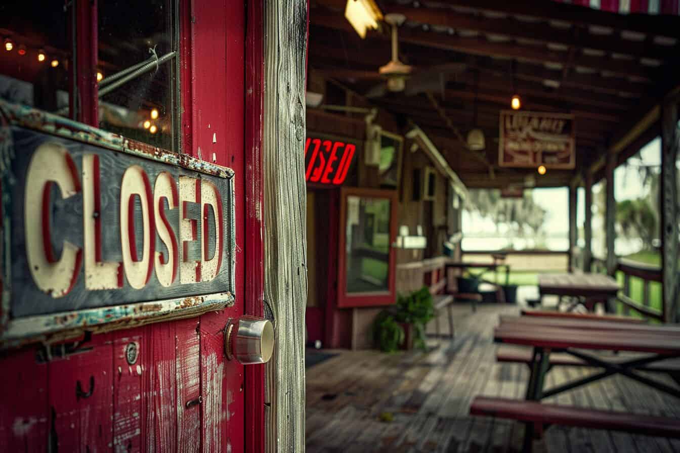 A BBQ restaurant closed down.