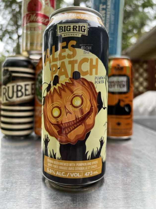 Big Rig Tales From The Patch beer being used for beer can chicken.
